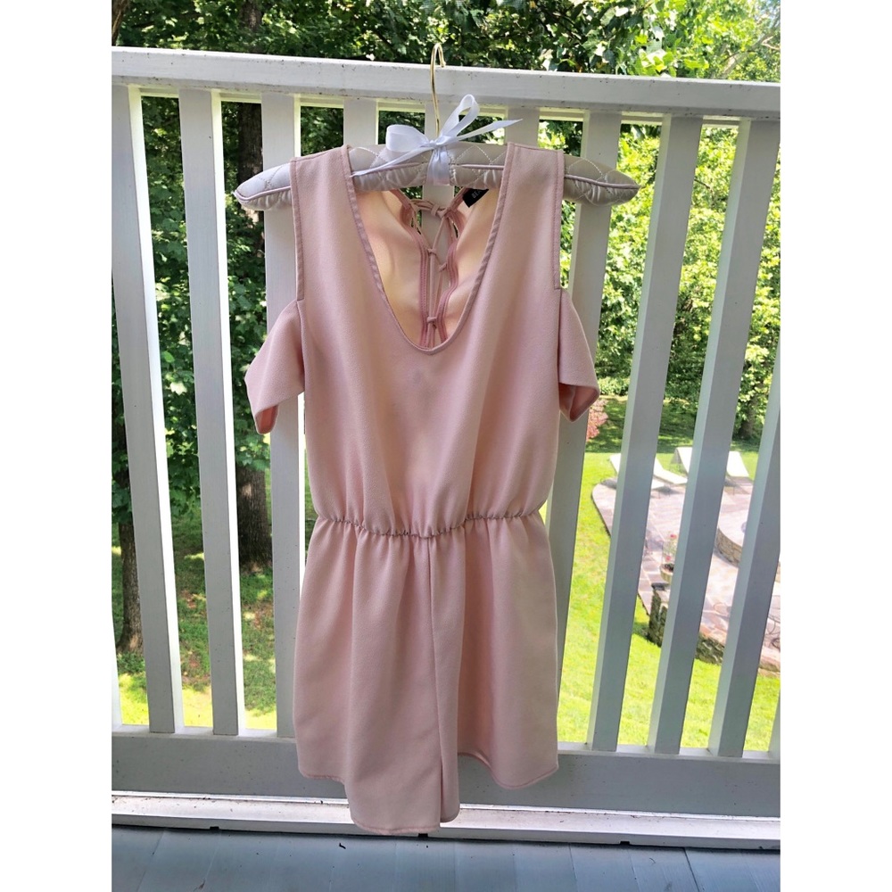 Light Pink Lace-Up Romper